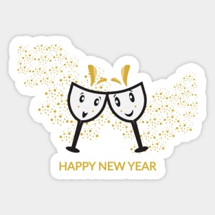 Gold Happy New Year greeting Sticker